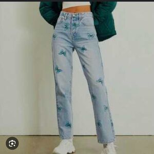 PacSun Light Blue Butterfly Straight Leg Pants